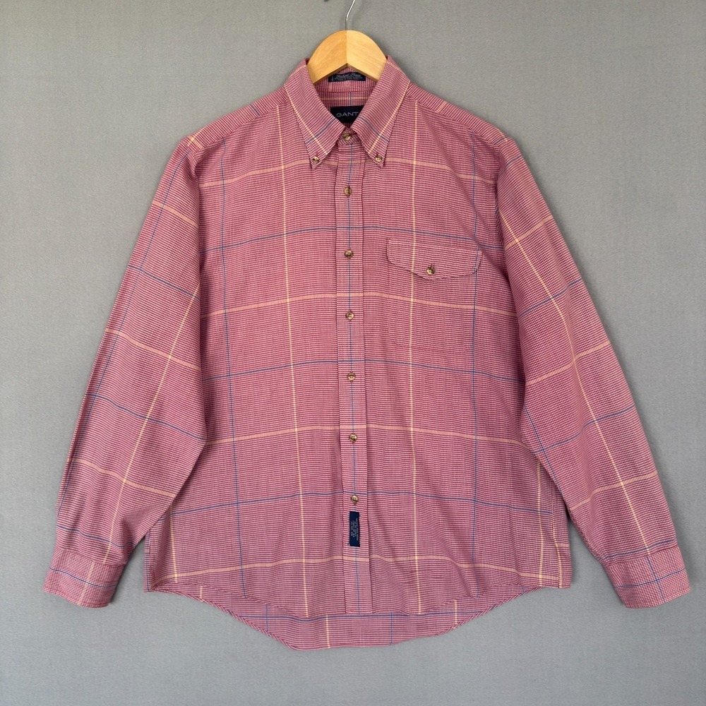Gant Vintage Shirt Men's‎ Large Multicolor Foxhunt Plaid Button Down Long Sleeve